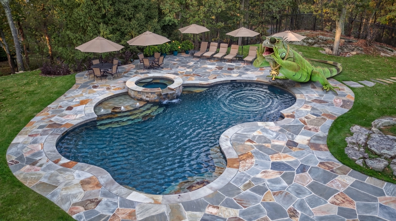 Linda yelling across pool