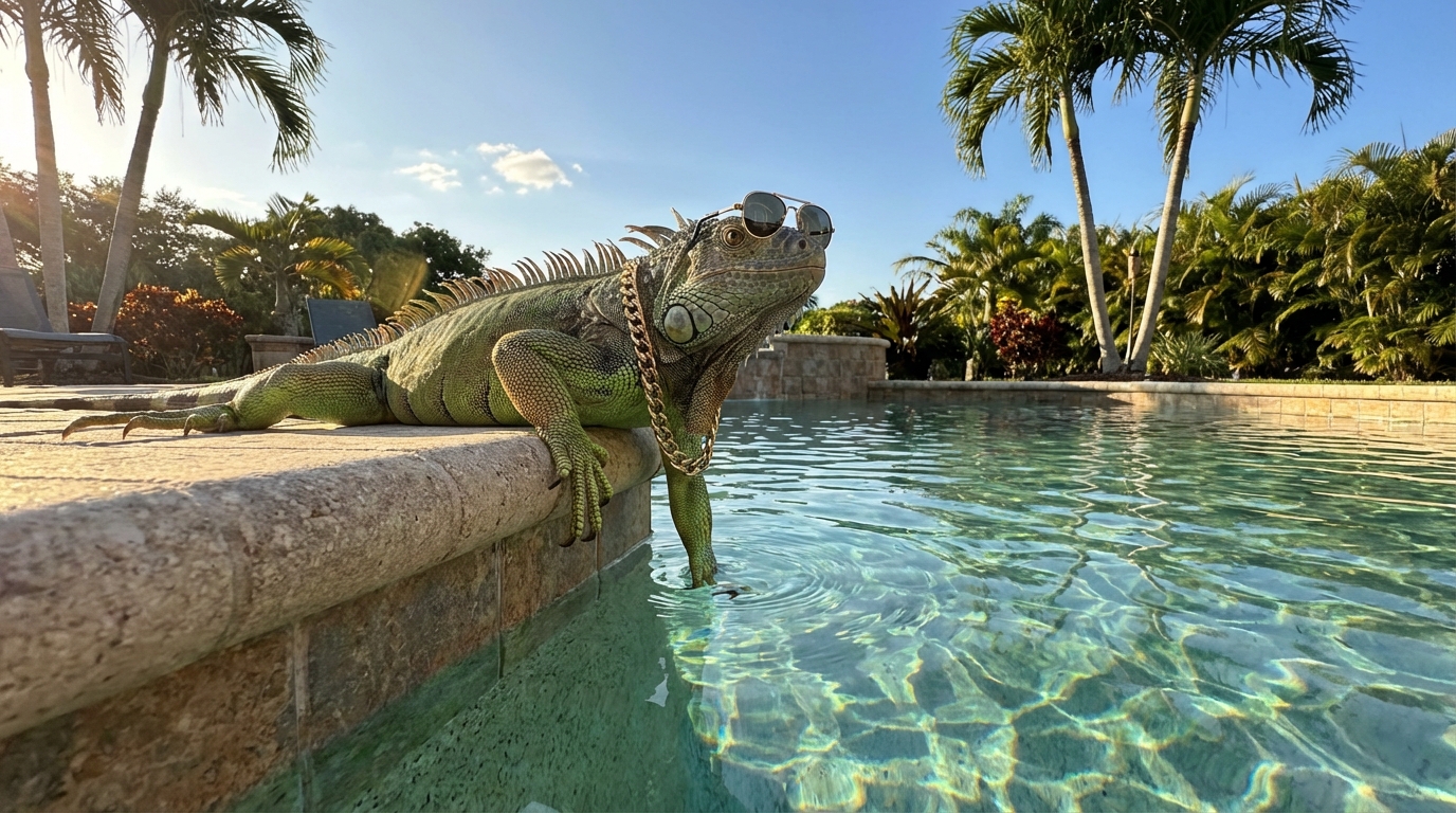 Vinnie at the pool edge