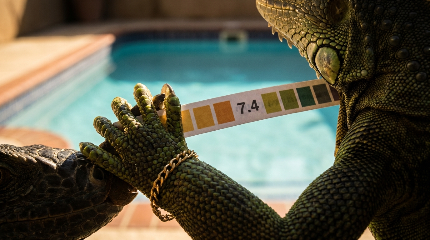 The pH strip reads 7.4